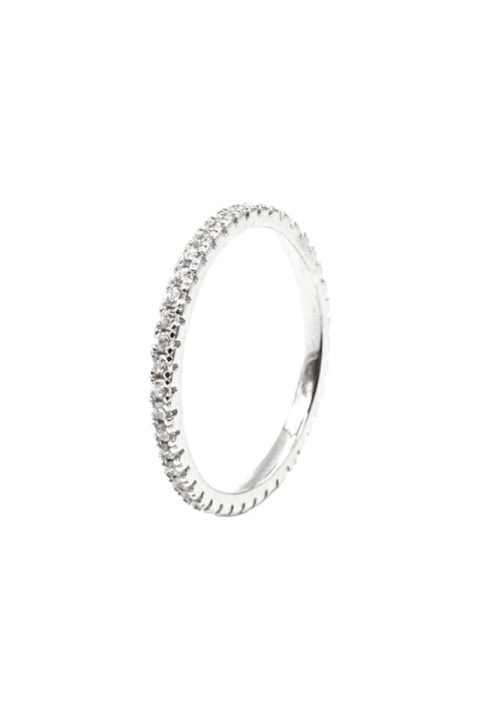Inel tennis argint simplu cu pietre albe, Silver Band, Efyra