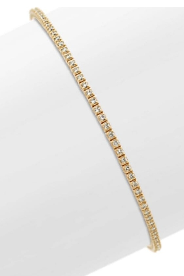 Bratara tennis argint placata cu aur, cu pietre albe 2 mm, eleganta, aurie, reglabila, Efyra