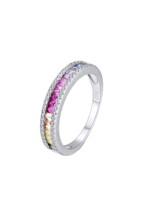 Inel argint curcubeu, cu pietre colorate, Silver Rainbow, Efyra