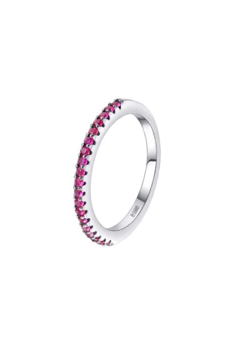 Inel tennis argint cu pietre colorate roz fucsia, subtire, Efyra