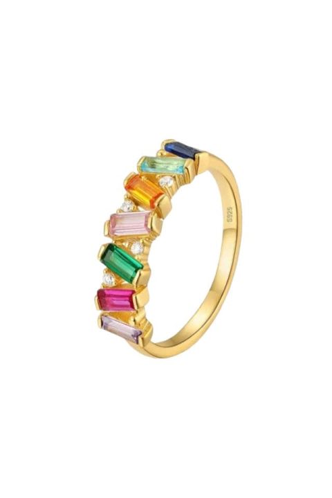 Inel argint colorat placat cu aur Multicolor, Efyra