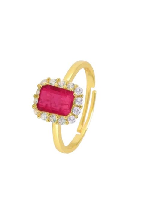 Inel reglabil argint cu piatra roz fucsia placat cu aur, Efyra