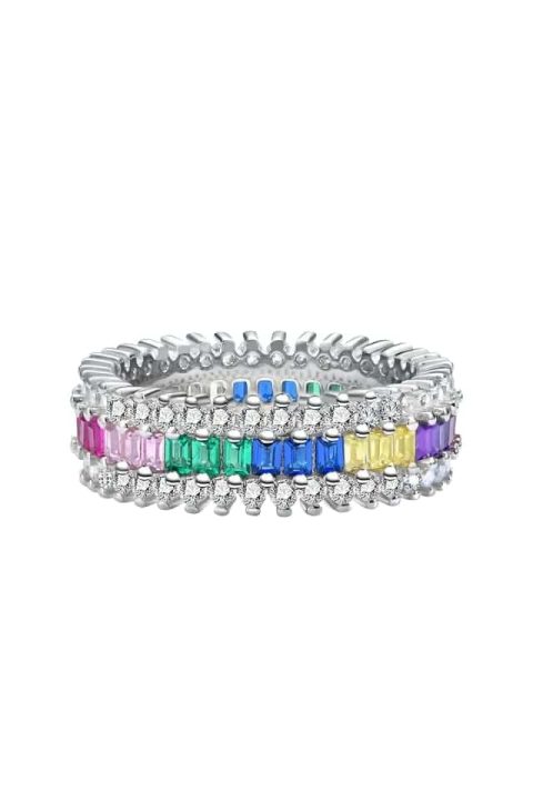Inel argint cu pietre colorate Rainbow, lat, Efyra