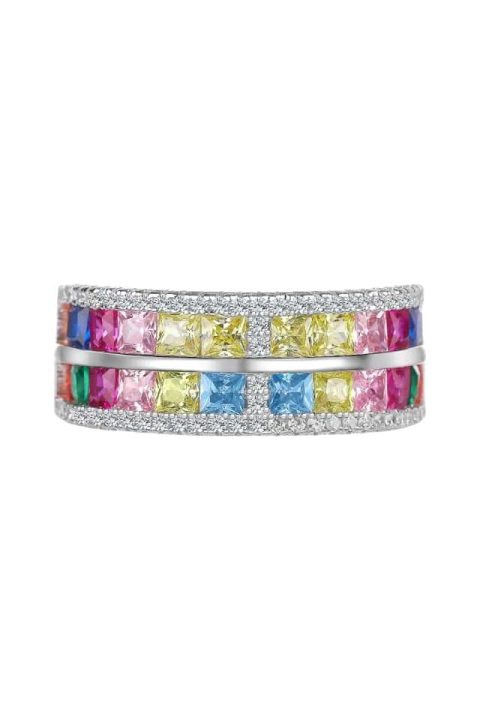 Inel argint multicolor cu pietre colorate, lat, Efyra