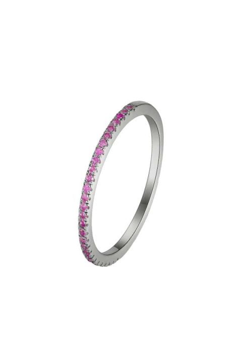 Inel tennis argint cu pietre colorate roz fucsia, Efyra