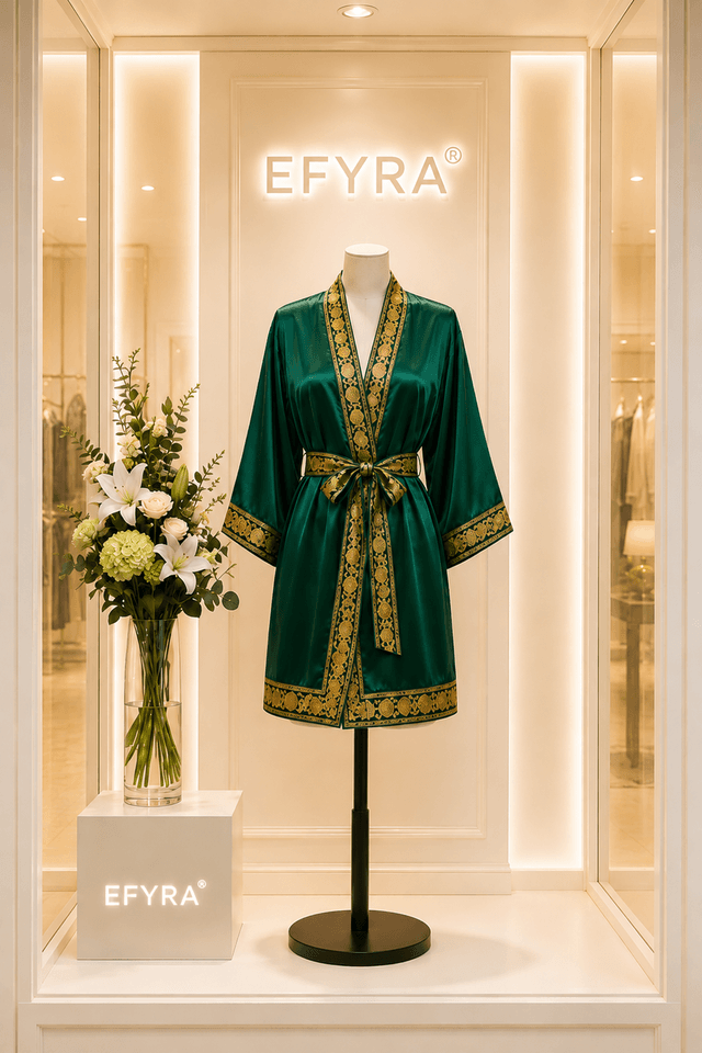 Halat din matase premium pentru dama, scurt, verde, Efyra
