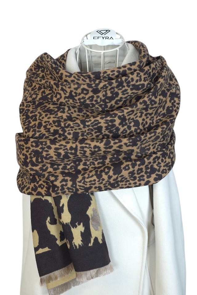 Esarfa tip casmir pentru femei Leopard print Efyra